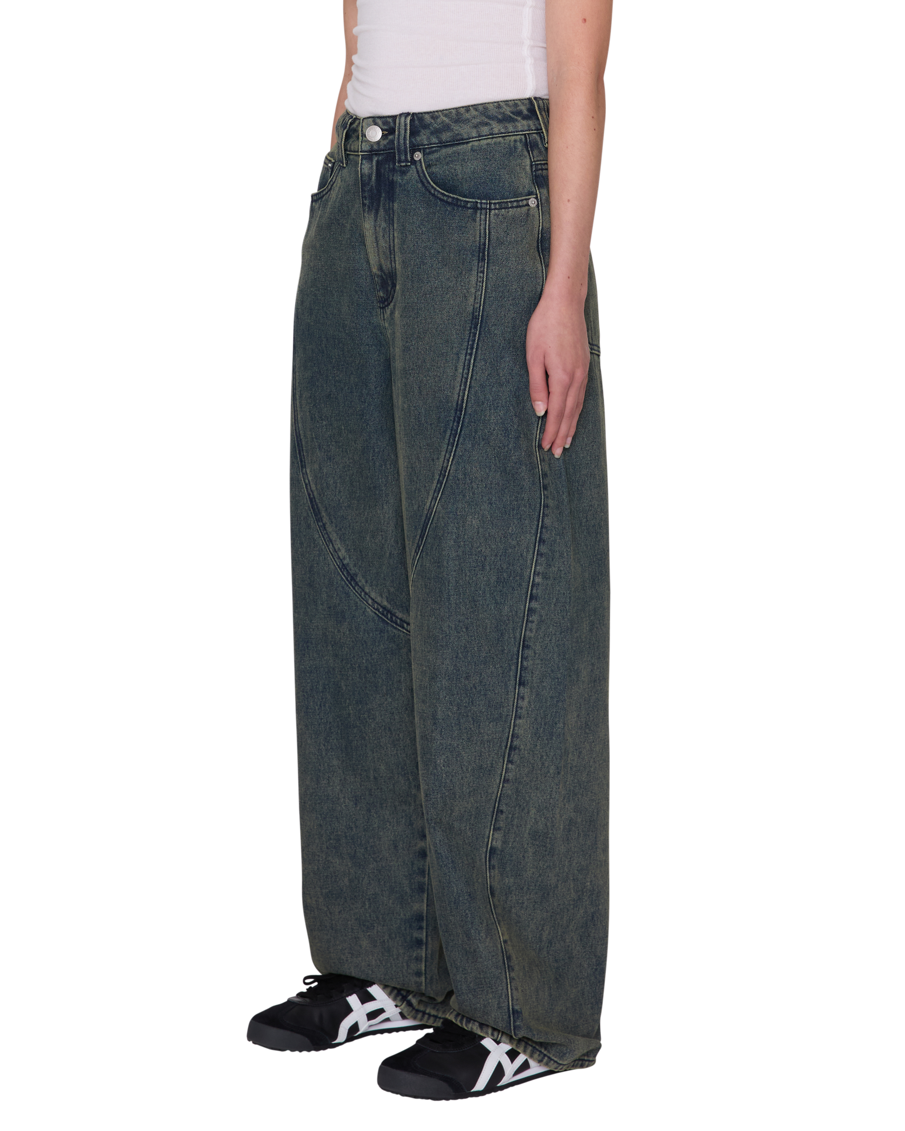 Obey Nana Denim Yellow Tint Wash Damen Baggy Jeans blau gelb